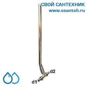 18132 Herz, P551495 Тройник для подключения радиатора под надвижную гильзу с никелированной трубкой переходной, 15-14х2,0-18x2,5-300 мм